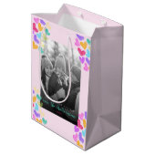 Happy Valentines Day Schattigee Pastel Hearts Foto Medium Cadeauzakje (Achterkant Gekanteld)