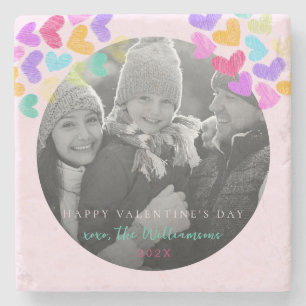 Happy Valentines Day Schattigee Pastel Hearts Foto Stenen Onderzetter