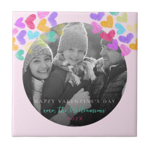 Happy Valentines Day Schattigee Pastel Hearts Foto Tegeltje