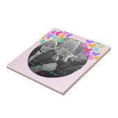 Happy Valentines Day Schattigee Pastel Hearts Foto Tegeltje (Zijkant)