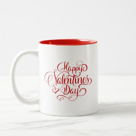 Happy Valentines Day Script Lettered Coffee Mok (Links)