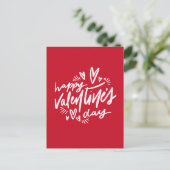 Happy Valentine's Day script Rood en Wit Briefkaart (Staand voorkant)