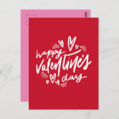 Happy Valentine's Day script Rood en Wit Briefkaart (Voorkant / Achterkant)