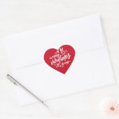 Happy Valentine's Day script Rood en Wit Hart Sticker (Envelop)