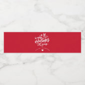 Happy Valentine's Day script Rood en Wit Waterfles Etiket (Enkel label)