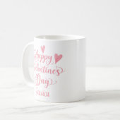 Happy Valentine's Day Script Schattige Pink Hearts Koffiemok (Voorkant links)