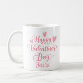 Happy Valentine's Day Script Schattige Pink Hearts Koffiemok (Links)