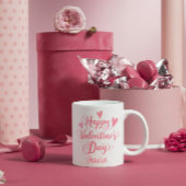 Happy Valentine's Day Script Schattige Pink Hearts Koffiemok