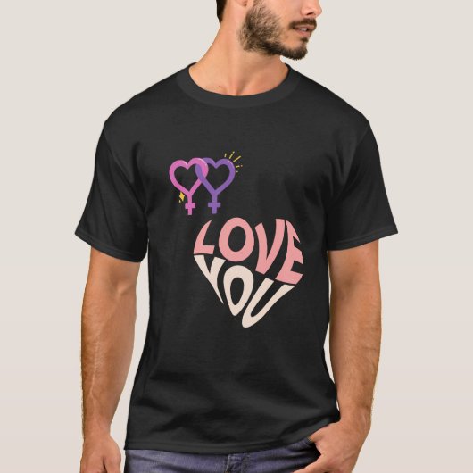 Happy Valentine's Day Shaped tekst T-shirt (Voorkant)