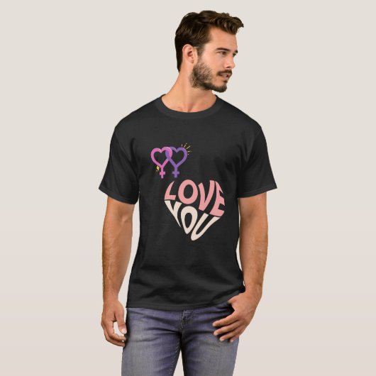 Happy Valentine's Day Shaped tekst T-shirt (Voorkant volledig)