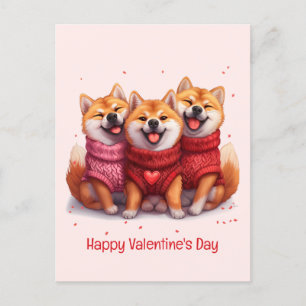Happy Valentines Day Shiba Inu Dogs Briefkaart