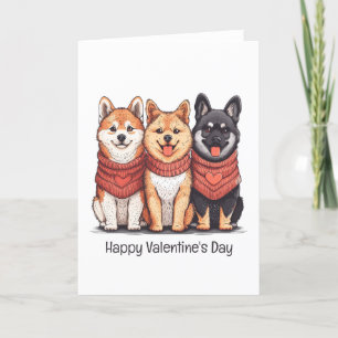 Happy Valentines Day Shiba Inu Dogs Feestdagen Kaart