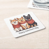 Happy Valentines Day Shiba Inu Dogs Kartonnen Onderzetters (Schuin)