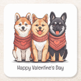 Happy Valentines Day Shiba Inu Dogs Kartonnen Onderzetters