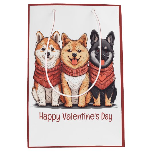 Happy Valentines Day Shiba Inu Dogs Medium Cadeauzakje (Voorkant)