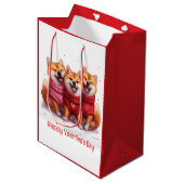 Happy Valentines Day Shiba Inu Dogs Medium Cadeauzakje (Voorkant Gekanteld)