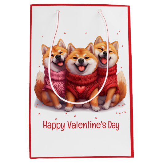 Happy Valentines Day Shiba Inu Dogs Medium Cadeauzakje (Voorkant)