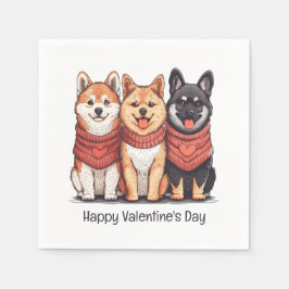 Happy Valentines Day Shiba Inu Dogs Servet