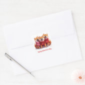 Happy Valentines Day Shiba Inu Dogs Vierkante Sticker (Envelop)