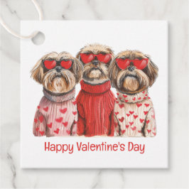Happy Valentines Day Shih Tzu Dogs Bedankjes Labels