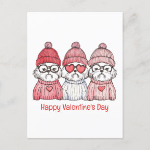 Happy Valentines Day Shih Tzu Dogs Briefkaart