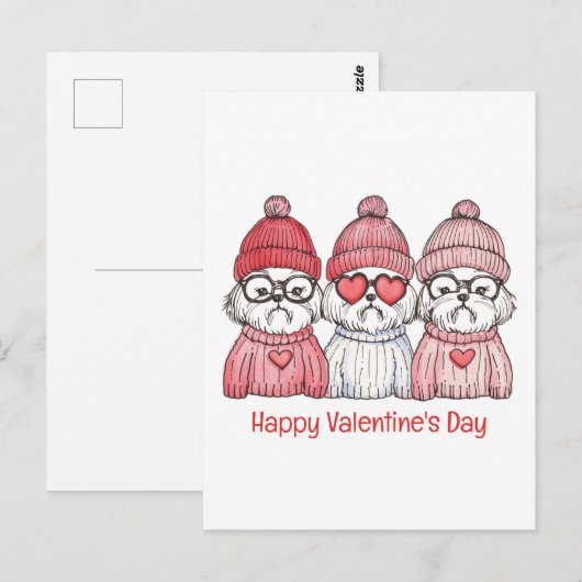 Happy Valentines Day Shih Tzu Dogs Briefkaart (Voorkant / Achterkant)
