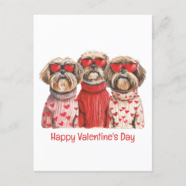 Happy Valentines Day Shih Tzu Dogs Briefkaart