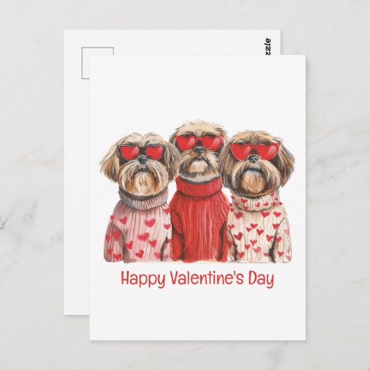 Happy Valentines Day Shih Tzu Dogs Briefkaart (Voorkant / Achterkant)