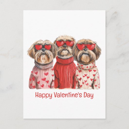 Happy Valentines Day Shih Tzu Dogs Briefkaart (Voorkant)