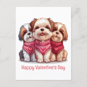 Happy Valentines Day Shih Tzu Dogs Briefkaart