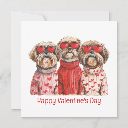Happy Valentines Day Shih Tzu Dogs Feestdagenkaart (Voorkant)