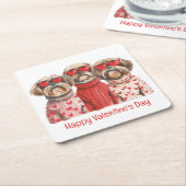 Happy Valentines Day Shih Tzu Dogs Kartonnen Onderzetters (Schuin)