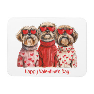 Happy Valentines Day Shih Tzu Dogs Magneet