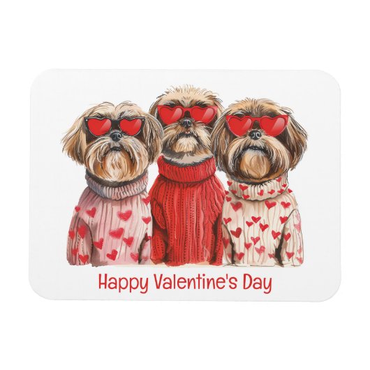 Happy Valentines Day Shih Tzu Dogs Magneet (Horizontaal)