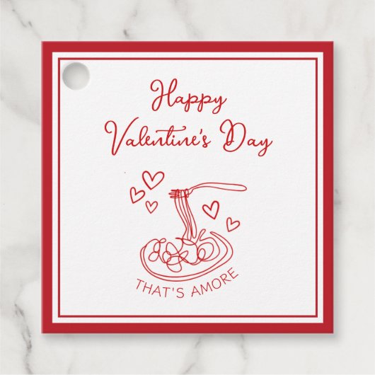 Happy Valentine's Day Simple That's Amore Red Bedankjes Labels (Voorkant)