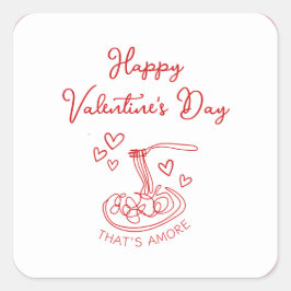 Happy Valentine's Day Simple That's Amore Red Vierkante Sticker