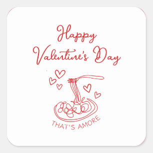 Happy Valentine's Day Simple That's Amore Red Vierkante Sticker