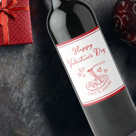 Happy Valentine's Day Simple That's Amore Red Wijn Etiket