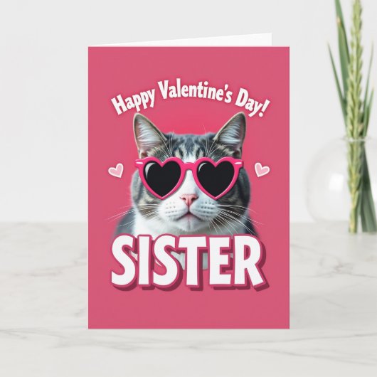 Happy Valentines Day Sister Cat Card Kaart (Voorkant)