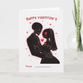 Happy Valentine's Day Skeleton Couple Card Kaart