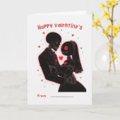 Happy Valentine's Day Skeleton Couple Card Kaart (Gele Bloem)