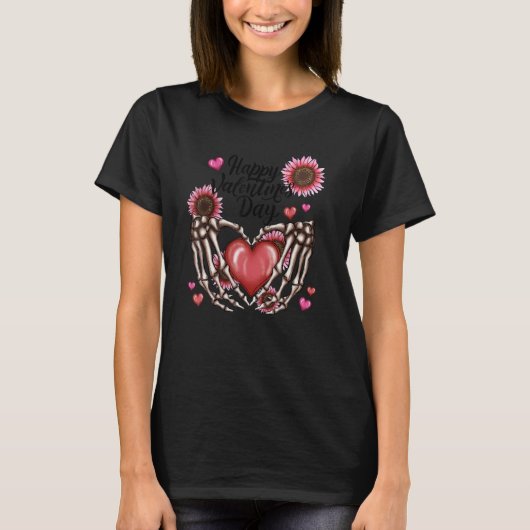 Happy Valentine's Day Skeleton Hands Heart Love Su T-shirt (Voorkant)