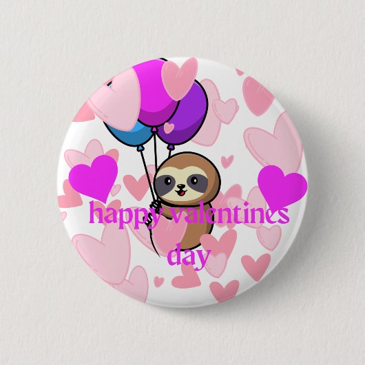 happy valentines day sloth button (Voorkant)