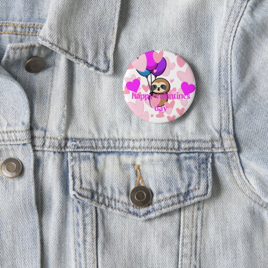 happy valentines day sloth button (In situ)