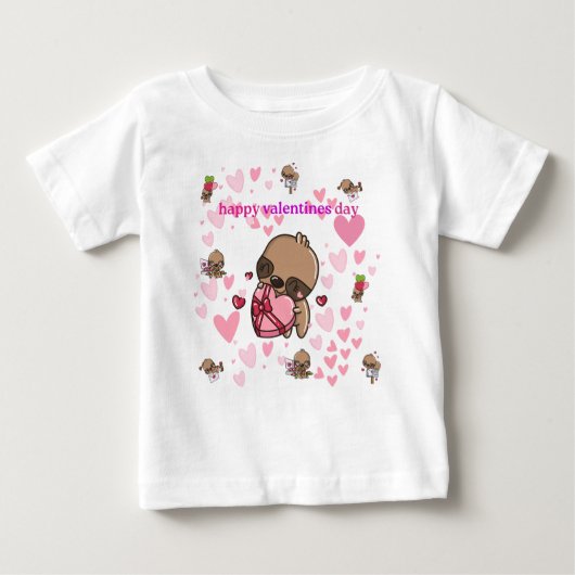 Happy Valentine's Day Sloth Kinder T-shirt (Voorkant)