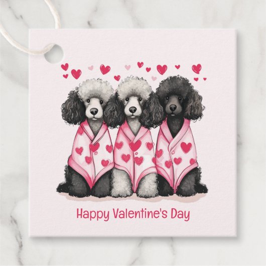 Happy Valentines Day Standaard Poedel Honden Bedankjes Labels (Voorkant)