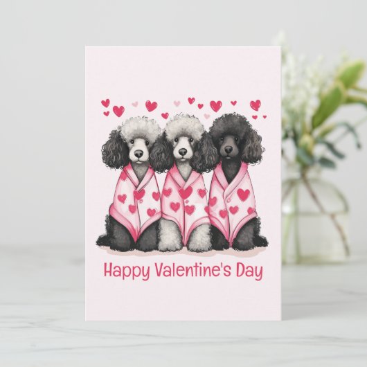 Happy Valentines Day Standaard Poedel Honden Feestdagenkaart (Staand voorkant)