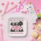 Happy Valentines Day Standaard Poedel Honden Papieren Bordje (Feest)