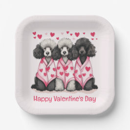 Happy Valentines Day Standaard Poedel Honden Papieren Bordje