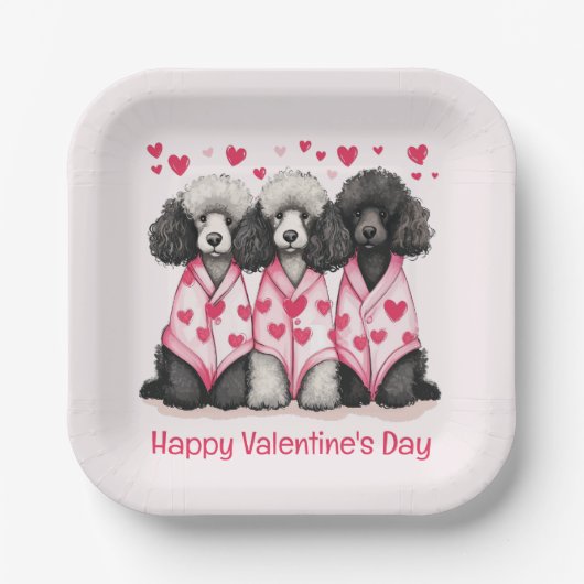 Happy Valentines Day Standaard Poedel Honden Papieren Bordje (Voorkant)